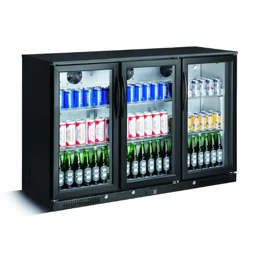 Vitrine Arrière Bar 3 Portes Battantes Noir SRW
